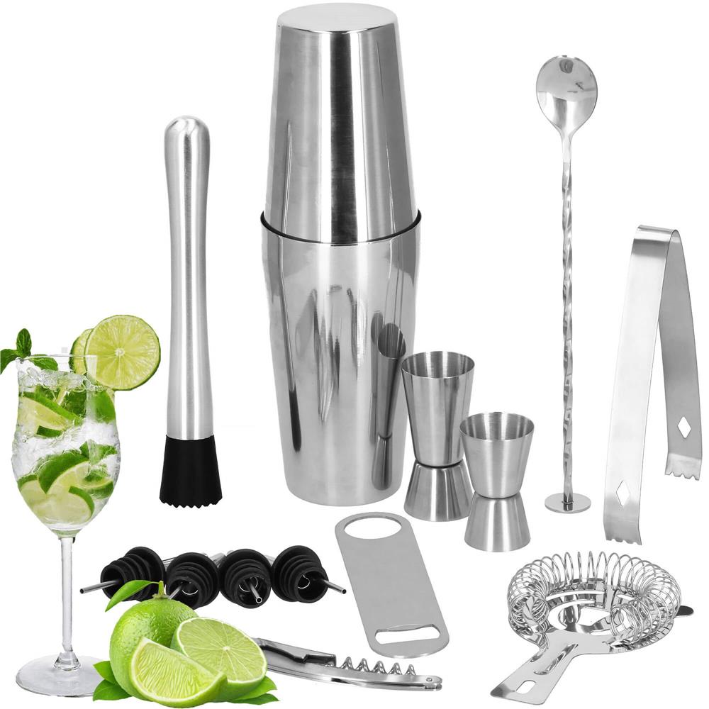 Set Cocktail Shaker Kit pentru barmani 750ml, KI16, 14 piese Household NewTrend