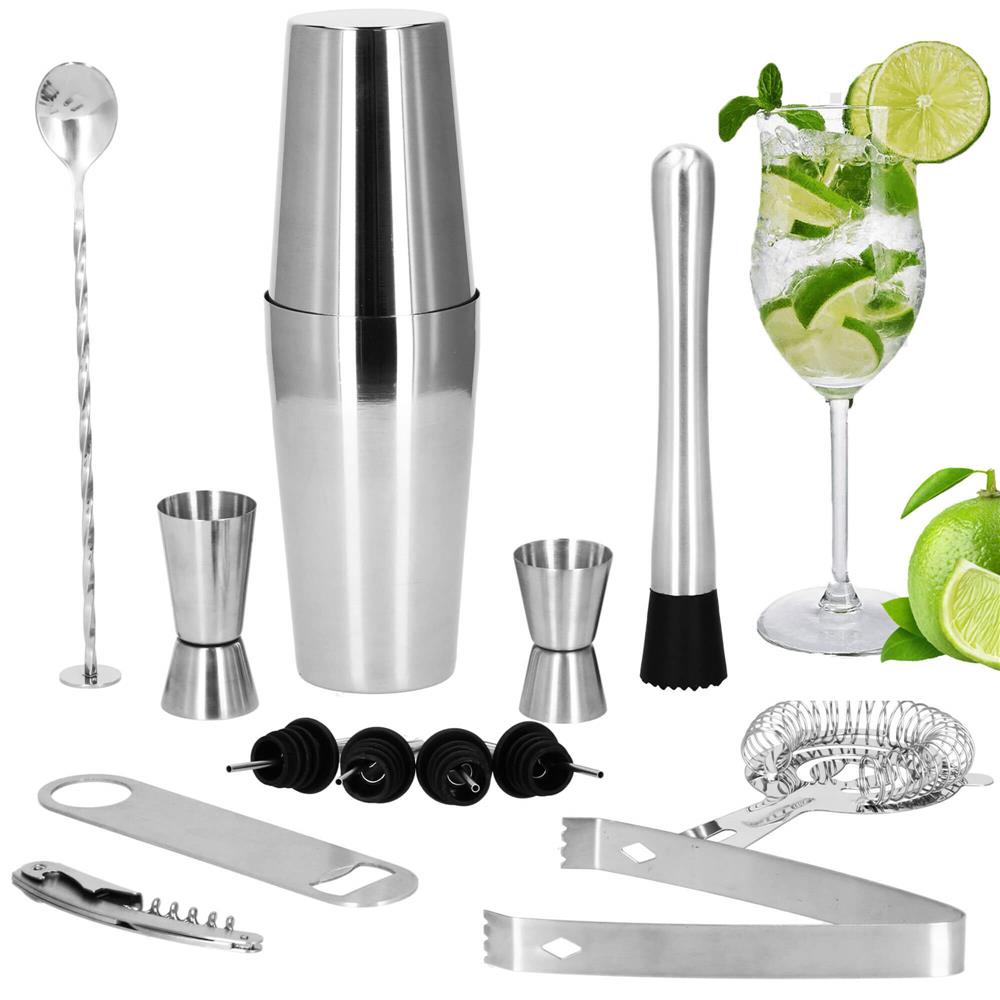 Set Cocktail Shaker Kit pentru barmani 750ml, KI16, 14 piese Household NewTrend