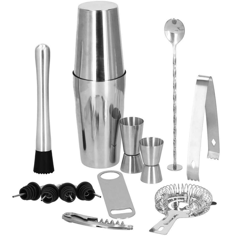 Set Cocktail Shaker Kit pentru barmani 750ml, KI16, 14 piese Household NewTrend