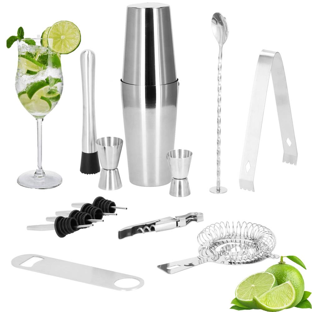 Set Cocktail Shaker Kit pentru barmani 750ml, KI16, 14 piese Household NewTrend