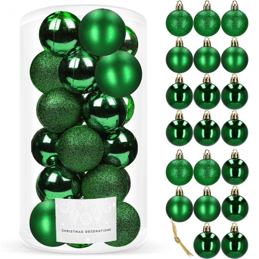 Set globuri de Craciun, 20 bucati, 3 modele, 4cm, verde Household NewTrend
