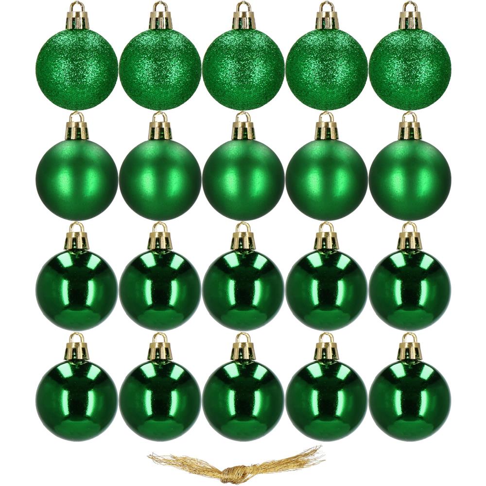 Set globuri de Craciun, 20 bucati, 3 modele, 4cm, verde Household NewTrend