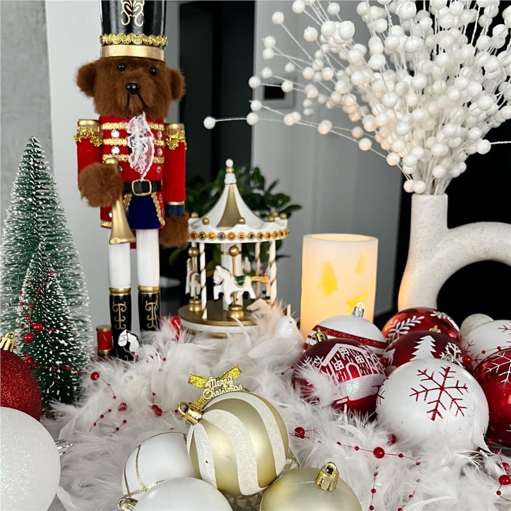 Set globuri de Craciun cu modele de sarbatori, 30 bucati, 6cm, auriu Household NewTrend