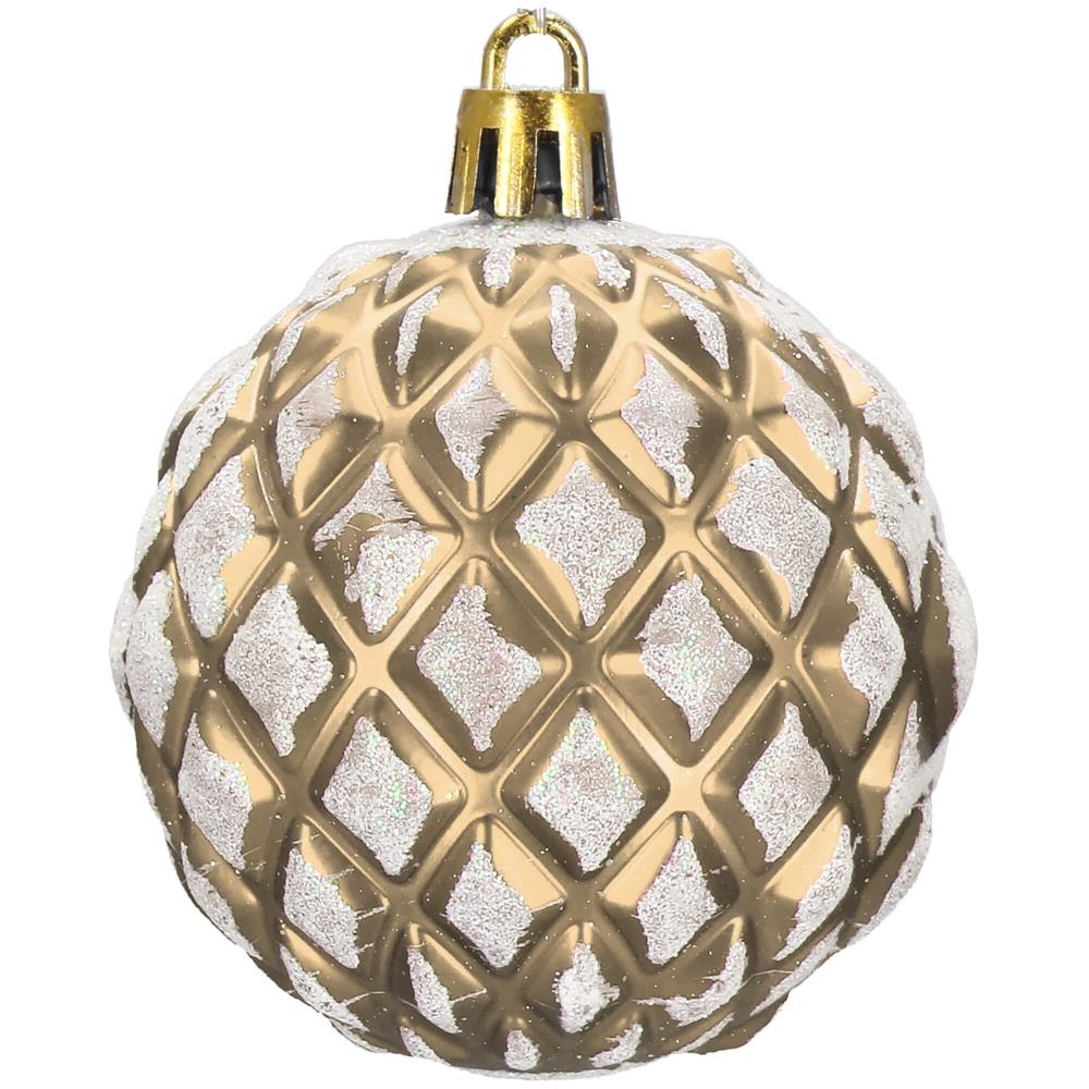 Set globuri de Craciun cu modele de sarbatori, 30 bucati, 6cm, auriu Household NewTrend
