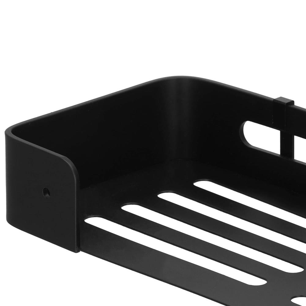 Raft de baie cu 2 agatatori, 2 sisteme instalare pe perete, aluminiu, 32x12x4cm, negru Household NewTrend