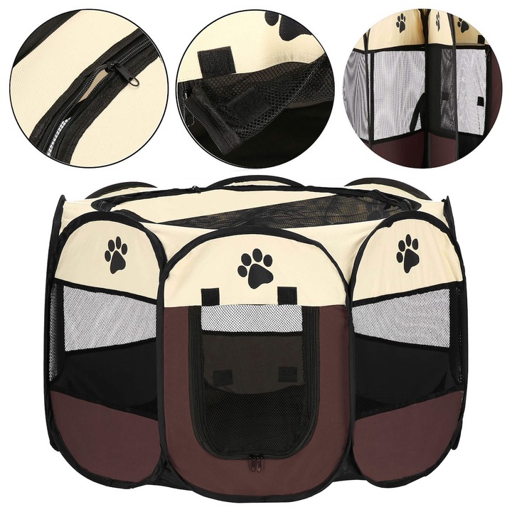 Tarc pliabil pentru animale de companie, diametru 81cm, bej maro Household NewTrend