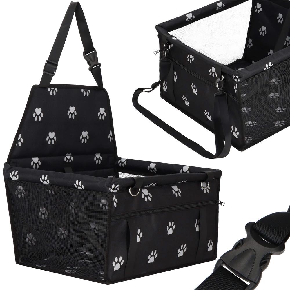 Geanta auto de transport animale de companie, caini si pisci, negru, 40x43x30cm Household NewTrend