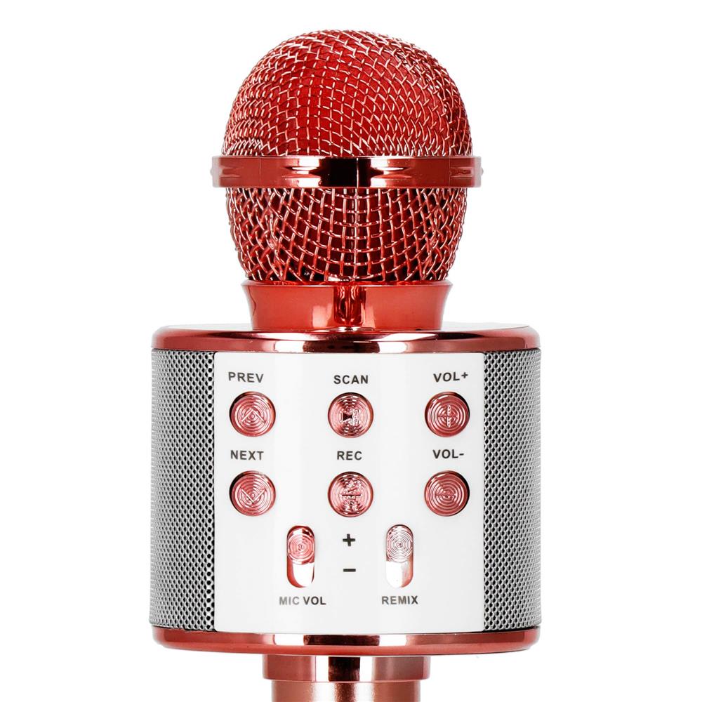 Microfon karaoke copii, wireless, cu acumulator, compatibil iOS si Android, functie de schimbare a vocii, roz Household NewTrend
