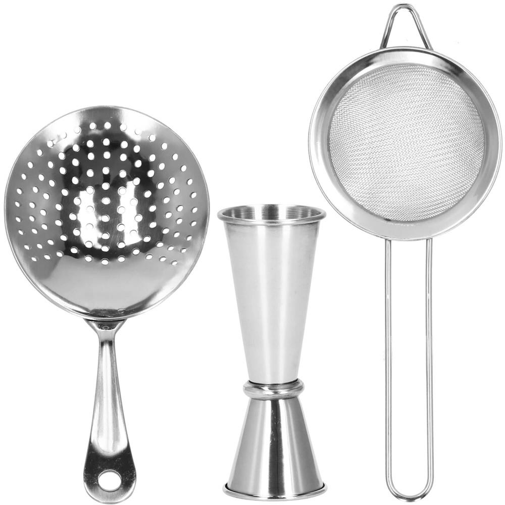 Set Cocktail Shaker Kit pentru barmani 750ml, KI11, suport bambus, 14 piese Household NewTrend
