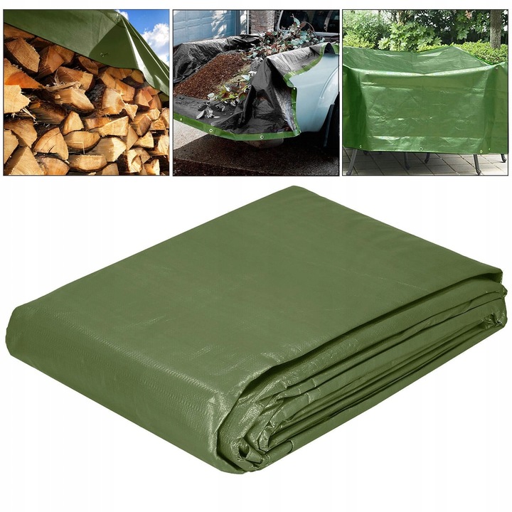 Prelata din polietilena impermeabila laminata, 120g/m2, 4x8m, verde Household NewTrend