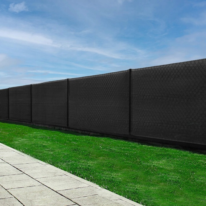 Plasa umbrire si intimitate pentru gard, 1.5m latime, 25m lungime, 140g densitate, negru Household NewTrend