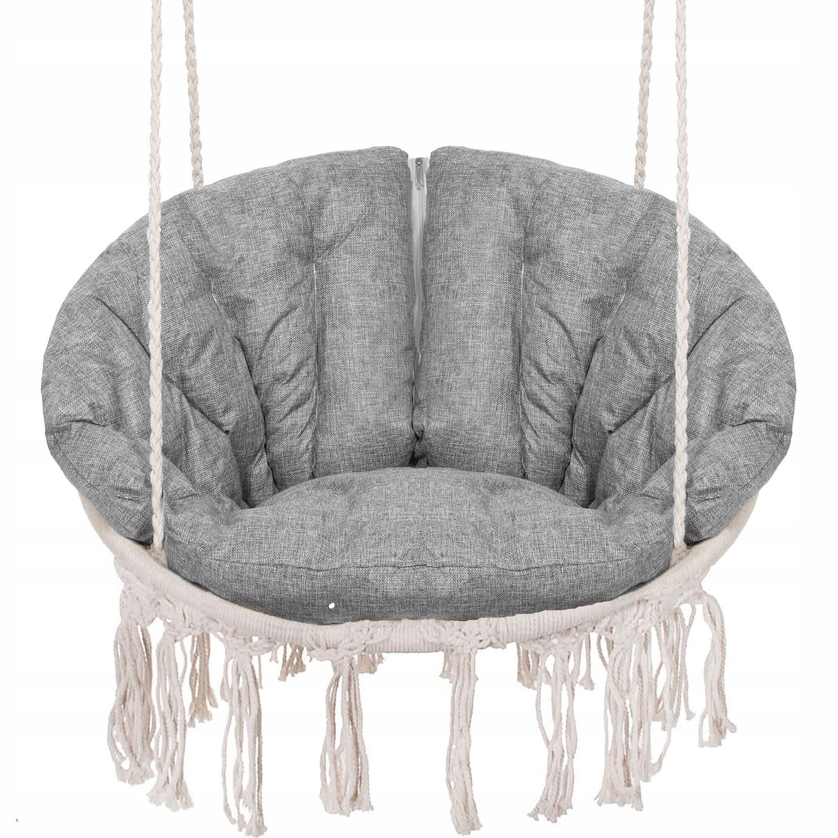 Scaun rotund Sersimo tip leagan suspendat cu perna Confort Plus casa sau gradina, bej Household NewTrend