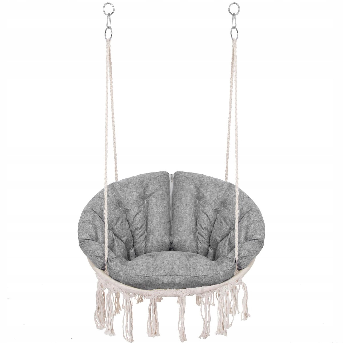 Scaun rotund Sersimo tip leagan suspendat cu perna Confort Plus casa sau gradina, bej Household NewTrend
