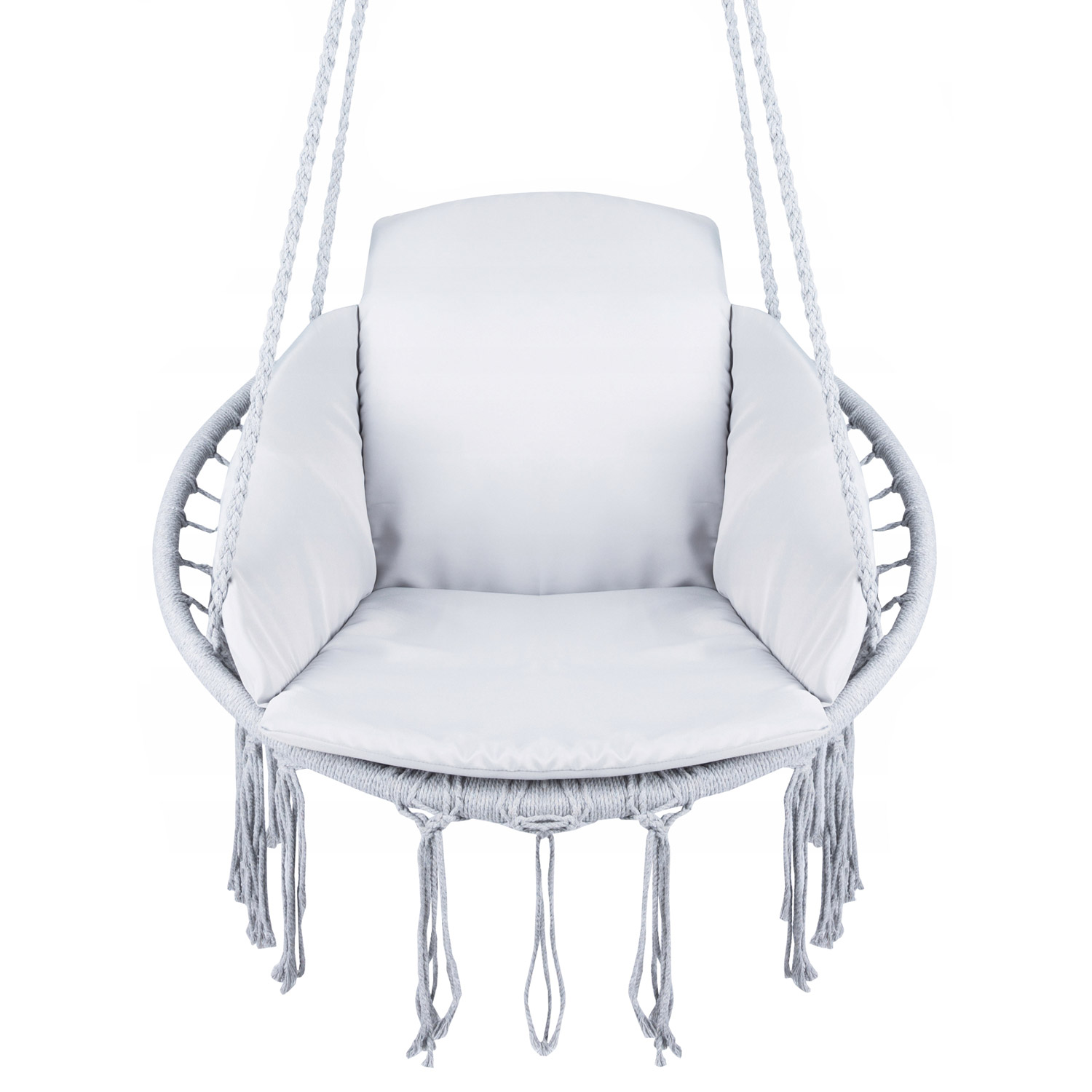 Scaun rotund Sersimo tip leagan suspendat cu perna Confort casa sau gradina, gri Household NewTrend