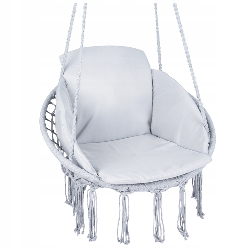 Scaun rotund Sersimo tip leagan suspendat cu perna Confort casa sau gradina, gri Household NewTrend