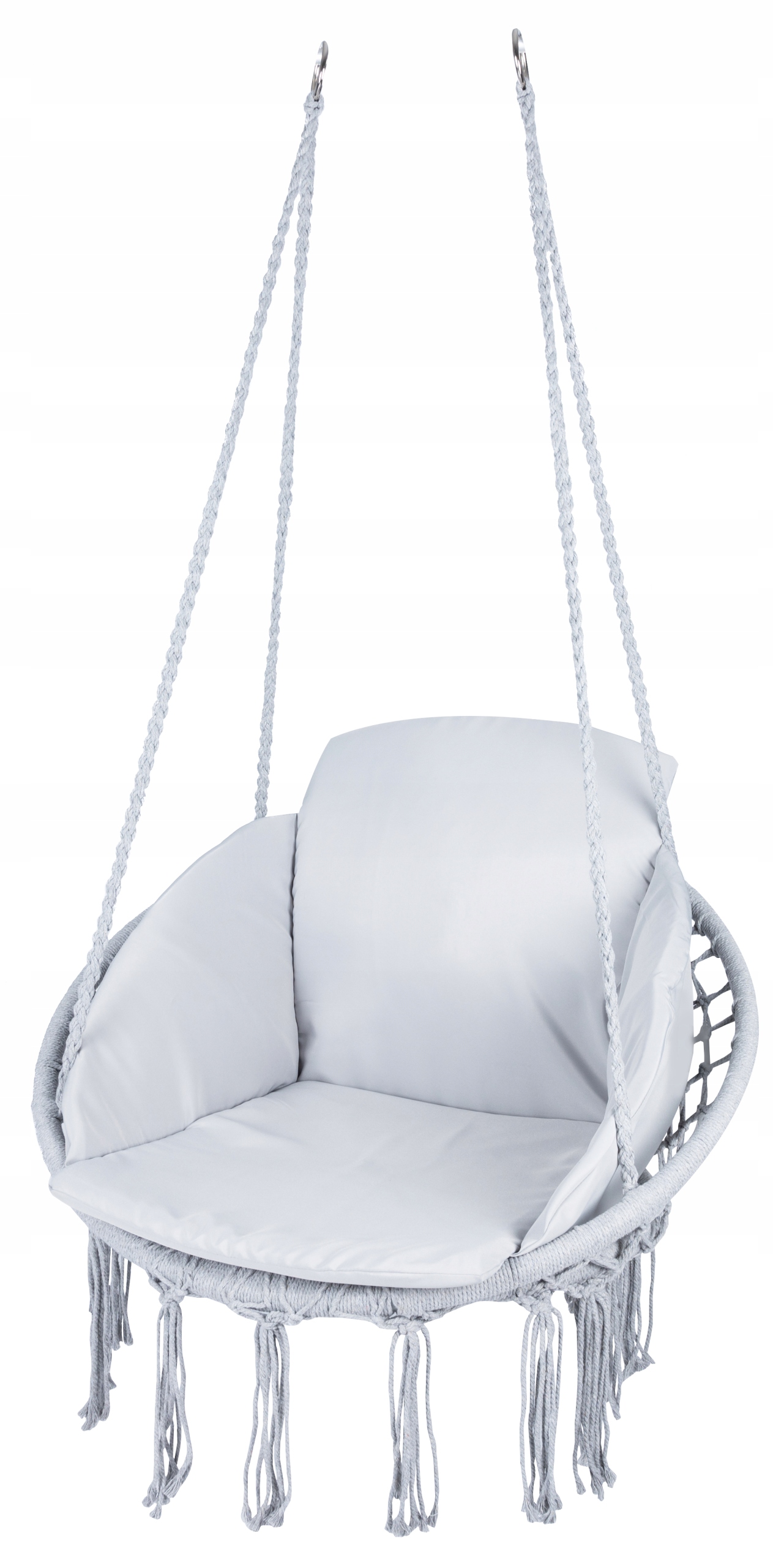 Scaun rotund Sersimo tip leagan suspendat cu perna Confort casa sau gradina, gri Household NewTrend