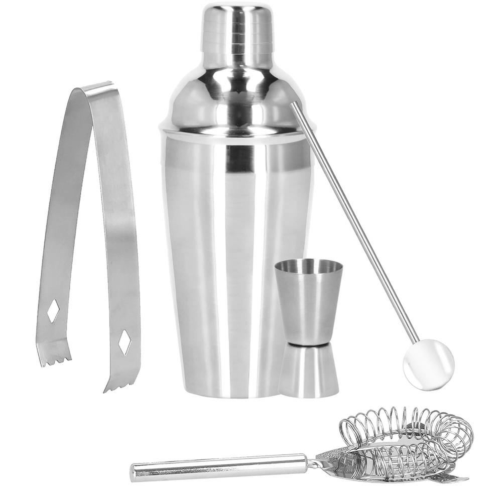 Set Cocktail Shaker Kit pentru barmani 550ml, KI22, suport bambus, 9 piese Household NewTrend