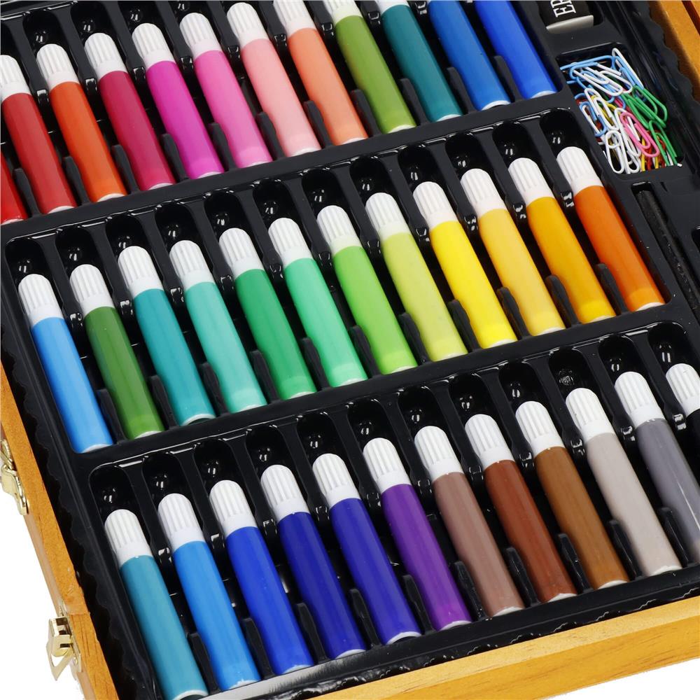Set de pictura si desen pentru copii, 150 de piese, trusa lemn maro Household NewTrend
