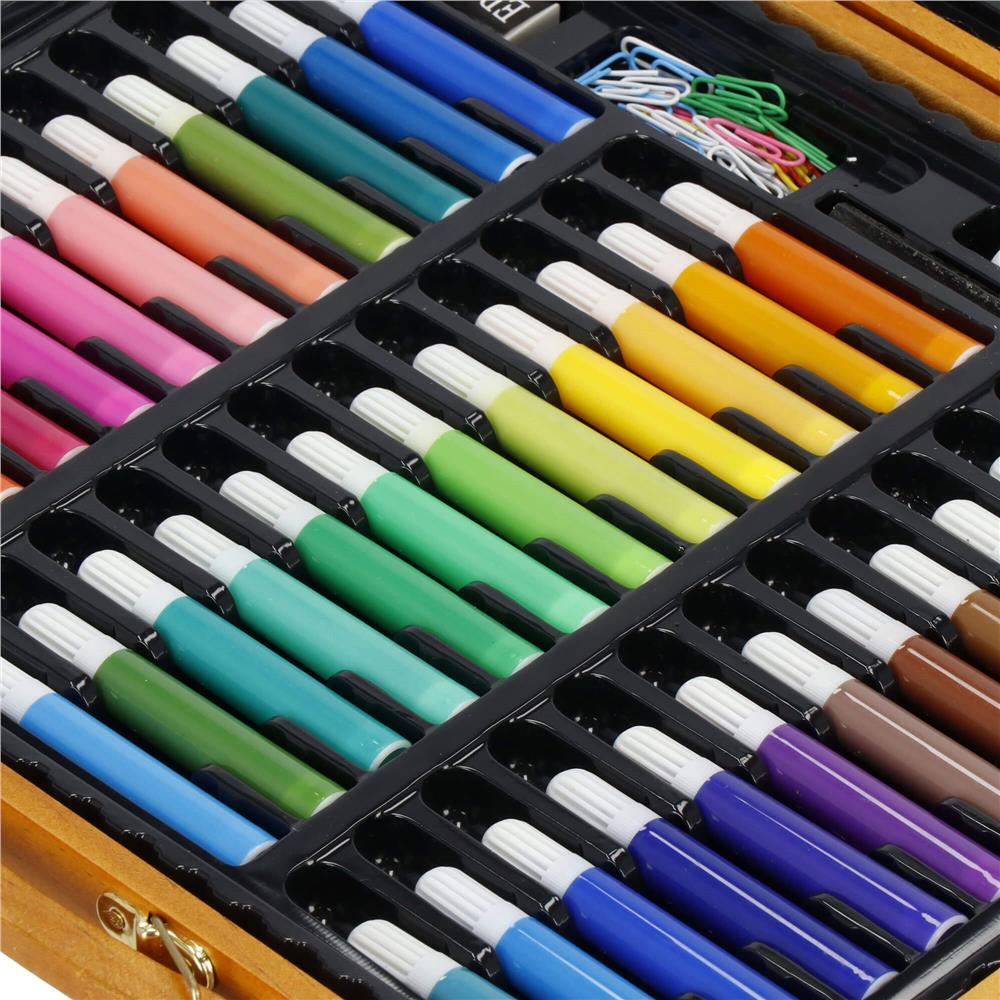 Set de pictura si desen pentru copii, 150 de piese, trusa lemn maro Household NewTrend