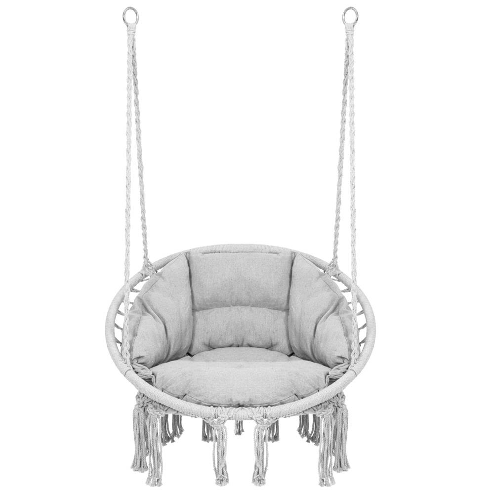 Scaun rotund Sersimo tip leagan suspendat cu perna Confort Plus casa sau gradina, gri Household NewTrend