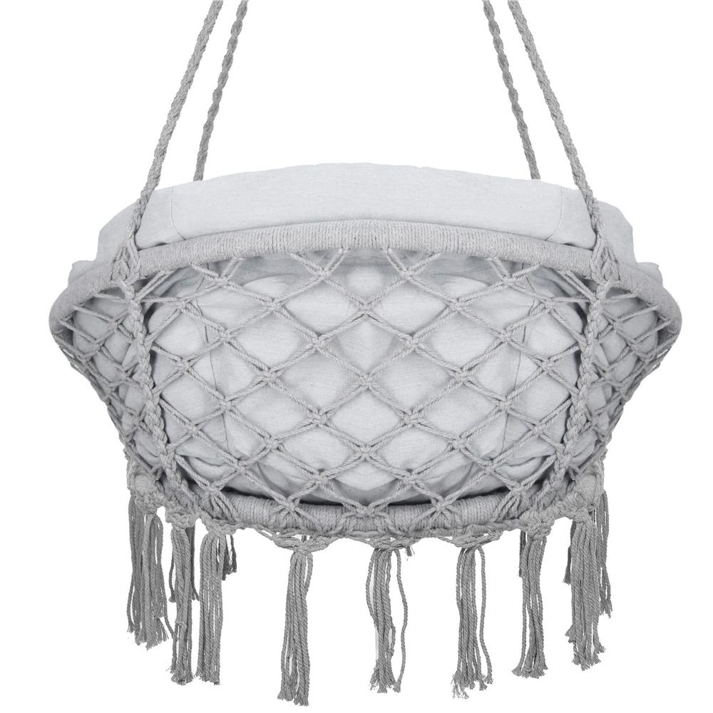 Scaun rotund Sersimo tip leagan suspendat cu perna Confort Plus casa sau gradina, gri Household NewTrend
