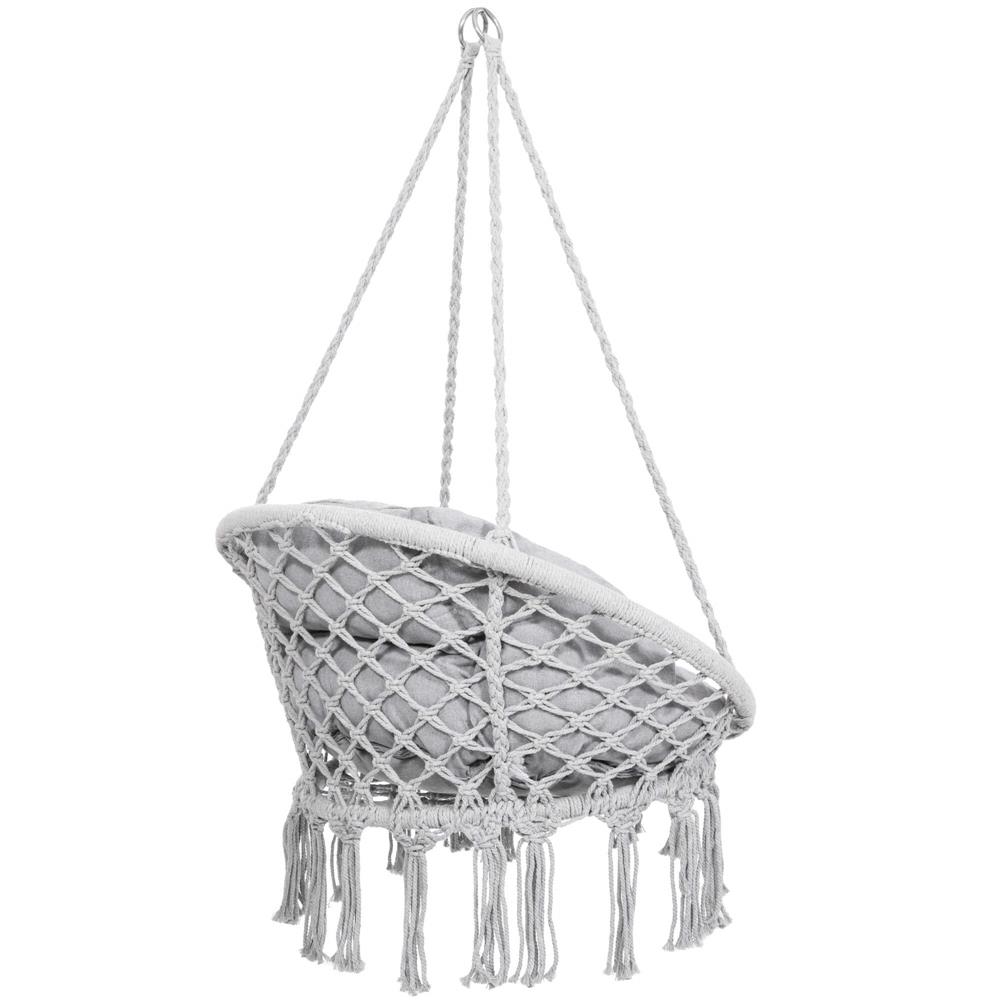 Scaun rotund Sersimo tip leagan suspendat cu perna Confort Plus casa sau gradina, gri Household NewTrend