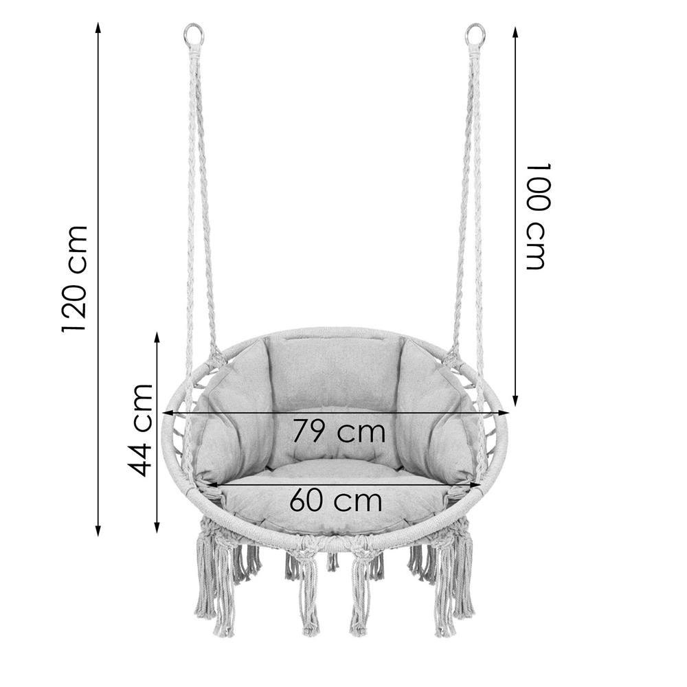 Scaun rotund Sersimo tip leagan suspendat cu perna Confort Plus casa sau gradina, gri Household NewTrend