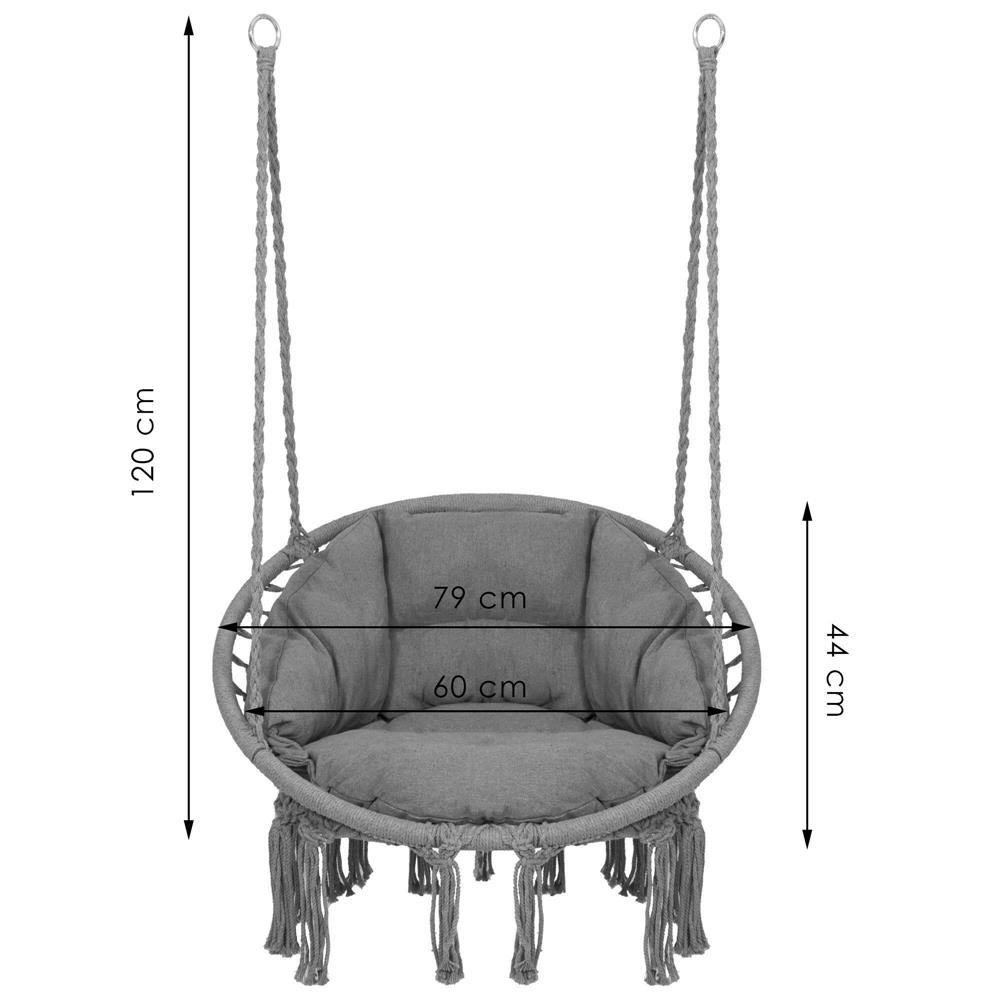 Scaun rotund Sersimo tip leagan suspendat cu perna Confort Plus casa sau gradina, gri inchis Household NewTrend