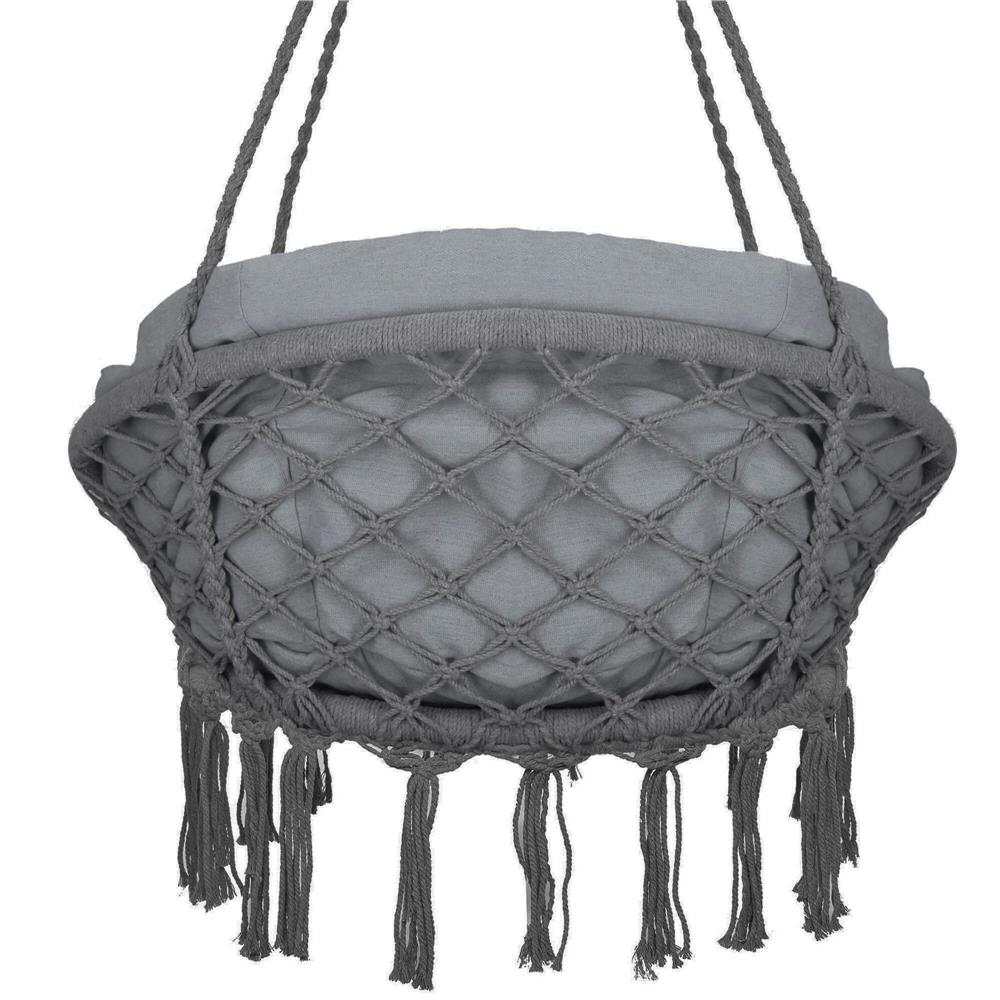 Scaun rotund Sersimo tip leagan suspendat cu perna Confort Plus casa sau gradina, gri inchis Household NewTrend