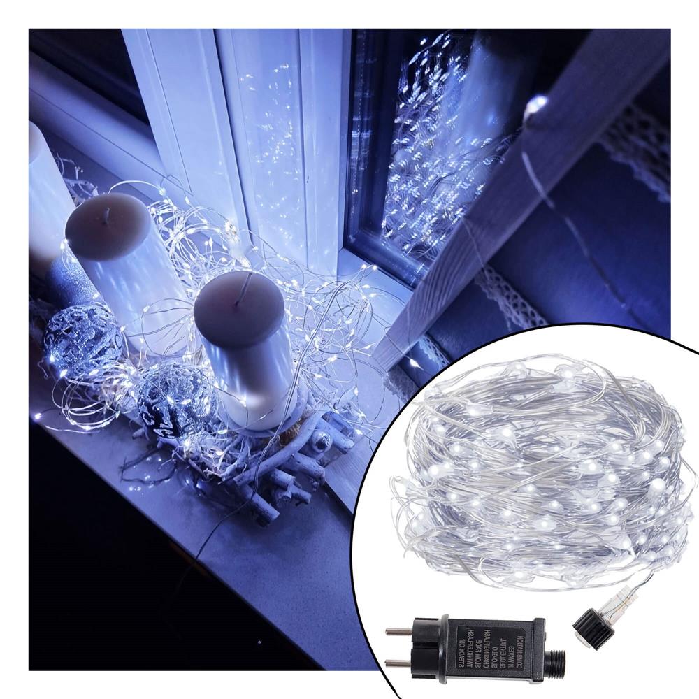 (DL) Instalatie lumina decorativa cu 300 LED-uri, telecomanda, 30m, iluminare alba Household NewTrend