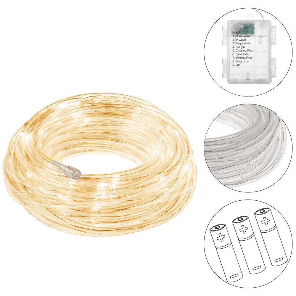 (DL) Instalatie tub furtun luminos pentru Craciun cu baterii 3xAA, 50 LED-uri, 5m, galben Household NewTrend