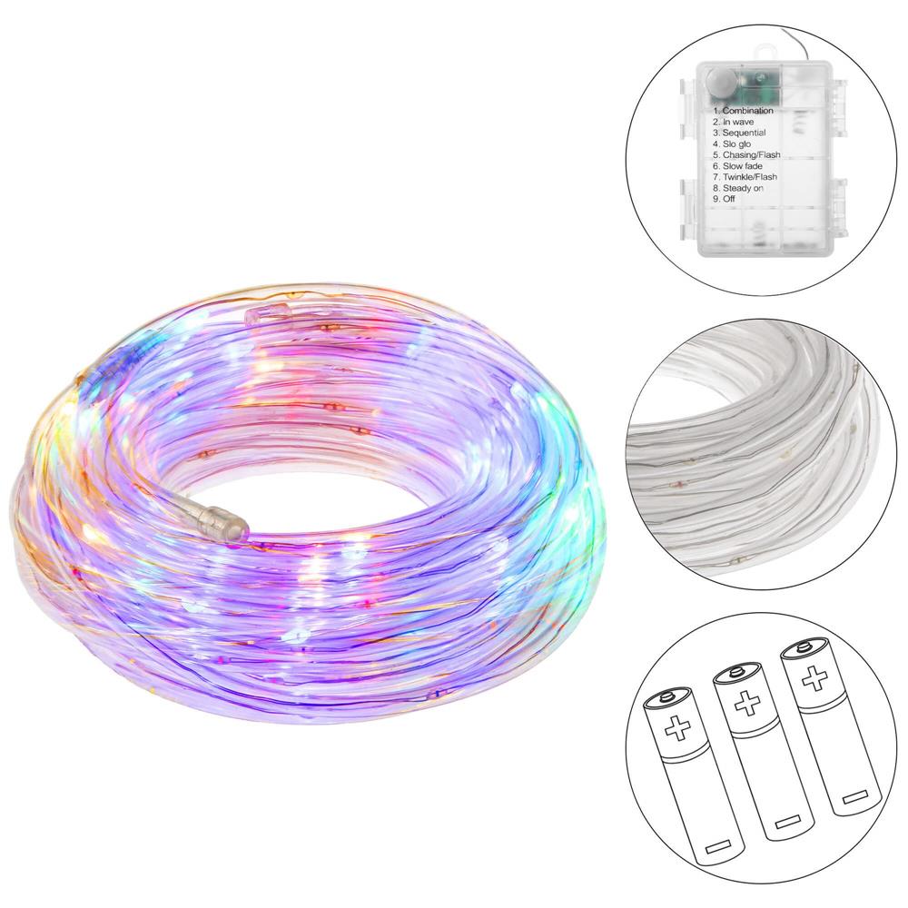 (DL) Instalatie tub furtun luminos pentru Craciun cu baterii 3xAA, 50 LED-uri, 5m, multicolor Household NewTrend