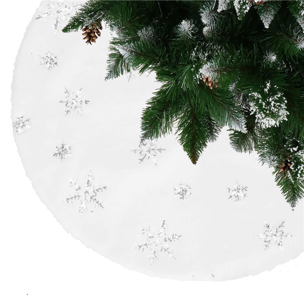 Covoras de pus sub bradul de Craciun, 55 cm, imitatie blana alba cu paiete argintii Household NewTrend