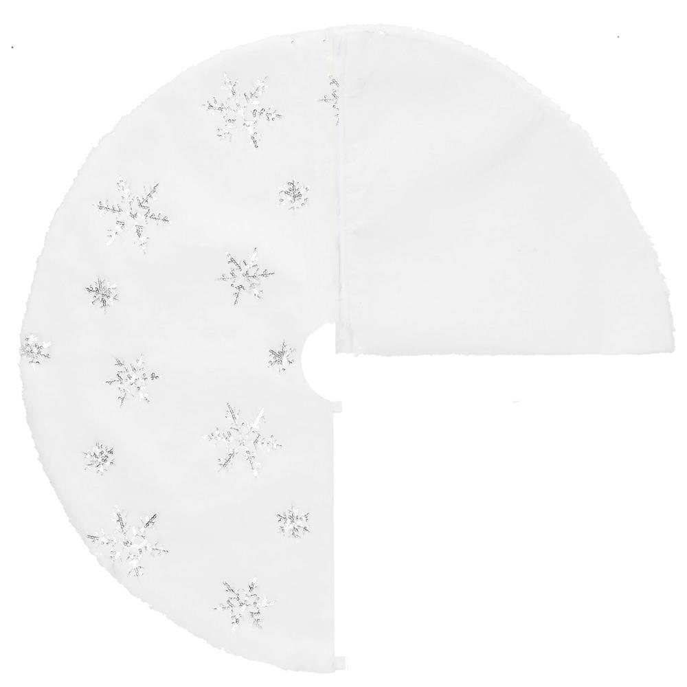 Covoras de pus sub bradul de Craciun, 55 cm, imitatie blana alba cu paiete argintii Household NewTrend