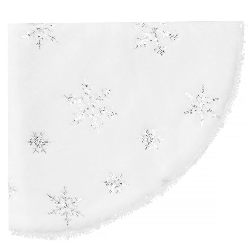 Covoras de pus sub bradul de Craciun, 55 cm, imitatie blana alba cu paiete argintii Household NewTrend
