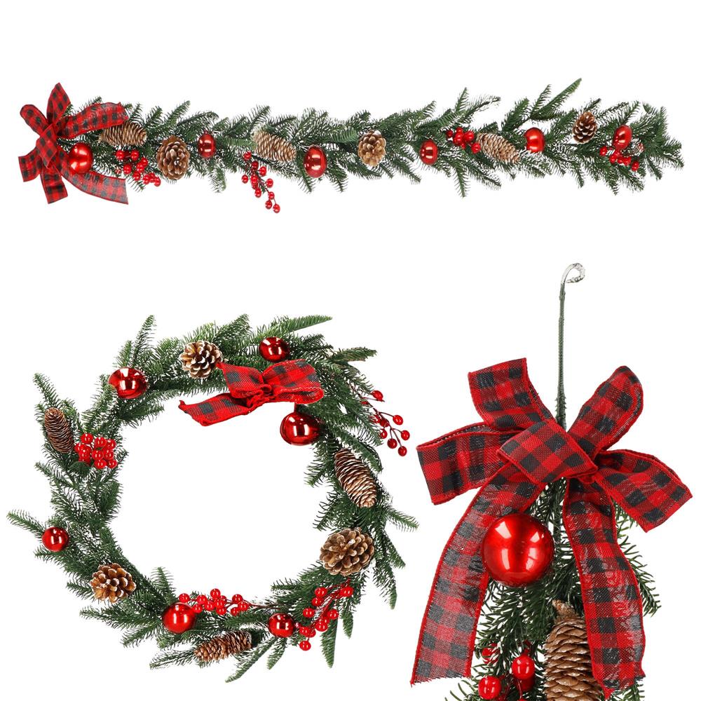 Ghirlanda artificiala decorativa de Craciun, aspect inzapezit, 150 cm, ace 3D, verde Household NewTrend