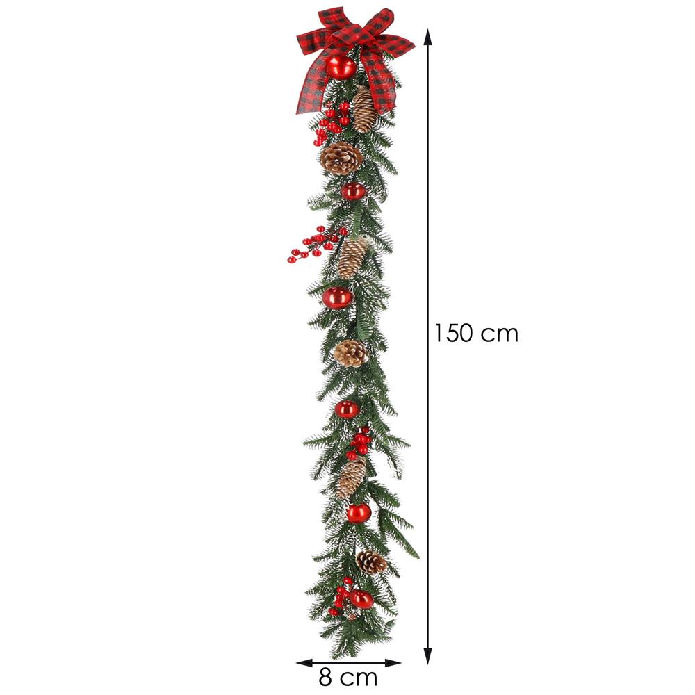 Ghirlanda artificiala decorativa de Craciun, aspect inzapezit, 150 cm, ace 3D, verde Household NewTrend