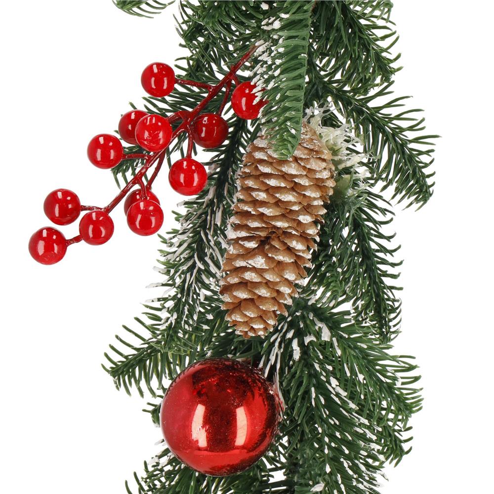 Ghirlanda artificiala decorativa de Craciun, aspect inzapezit, 150 cm, ace 3D, verde Household NewTrend