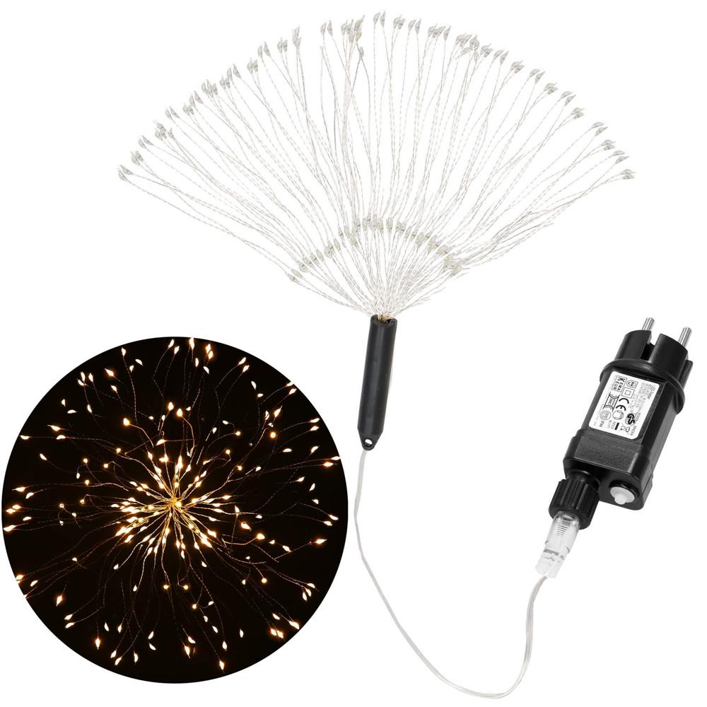 Instalatie lumina decorativa STAR cu 100 LED-uri, diametru 40cm, telecomanda, iluminare galbena Household NewTrend