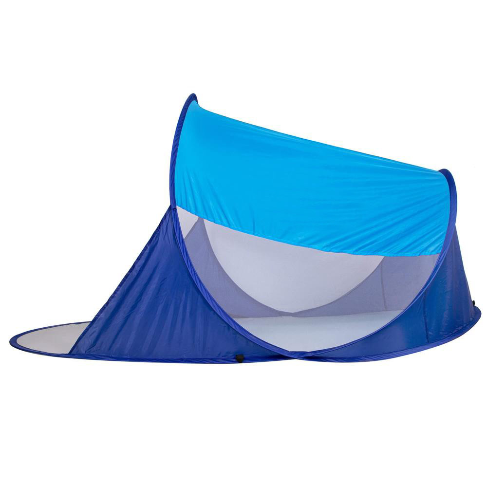Cort plaja si picnic semi-deschis Sersimo, protectie UV, 200x120x95cm, albastru Household NewTrend