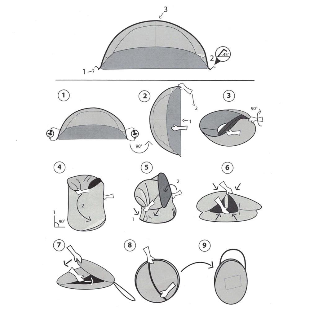 Cort plaja si picnic semi-deschis Sersimo, protectie UV, 200x120x95cm, rosu Household NewTrend