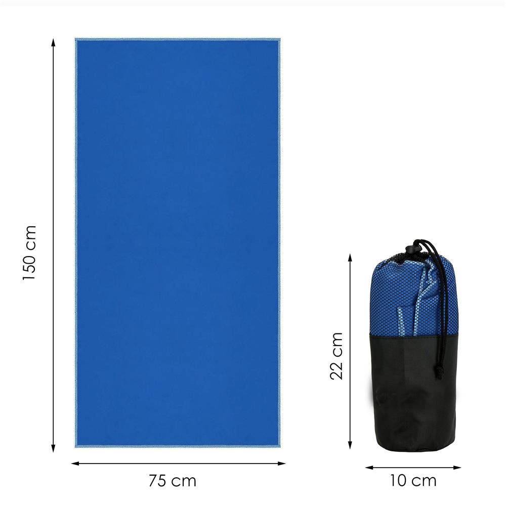 Prosop de plaja cu uscare de rapida, husa de transport, 75x150cm, albastru Household NewTrend