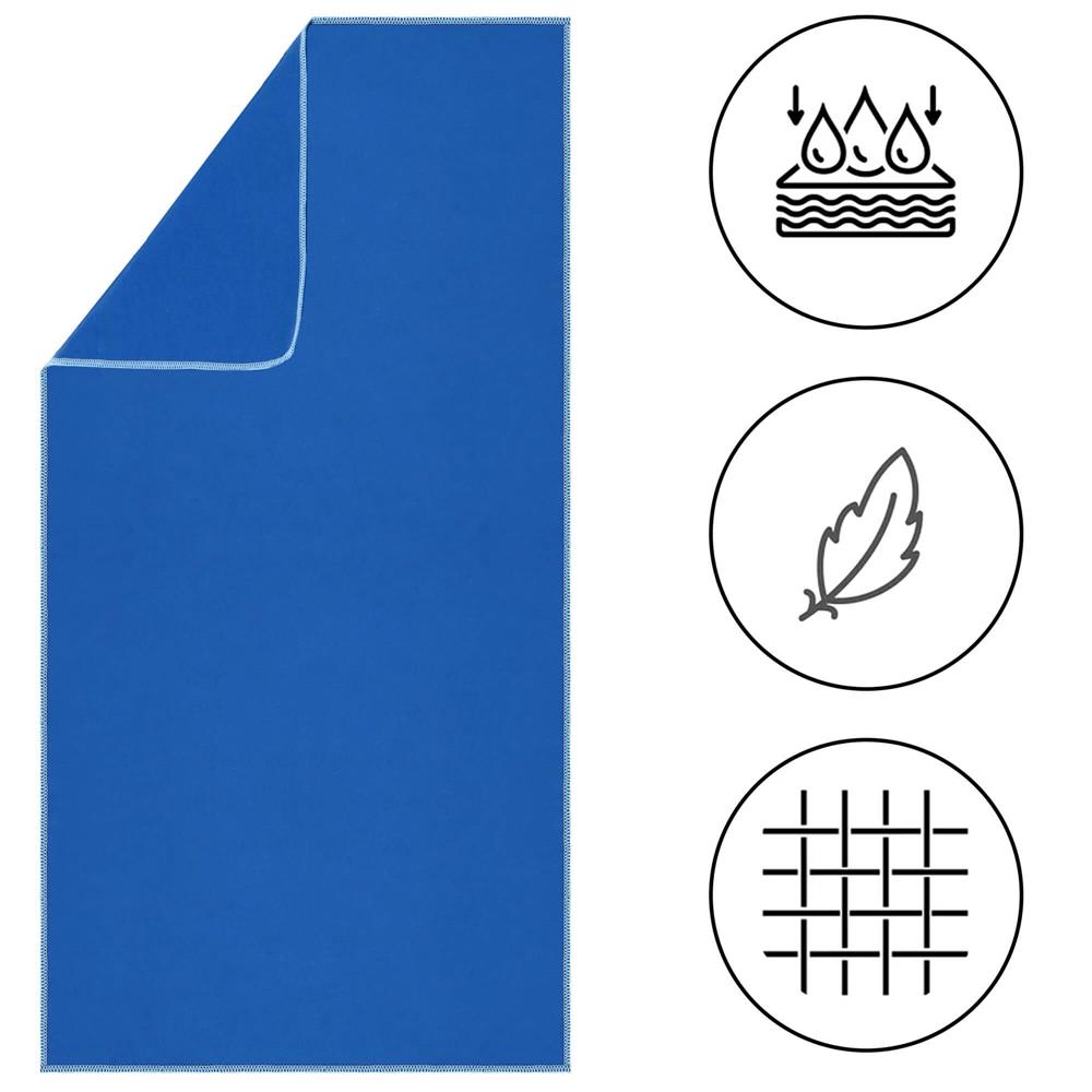 Prosop de plaja cu uscare de rapida, husa de transport, 75x150cm, albastru Household NewTrend