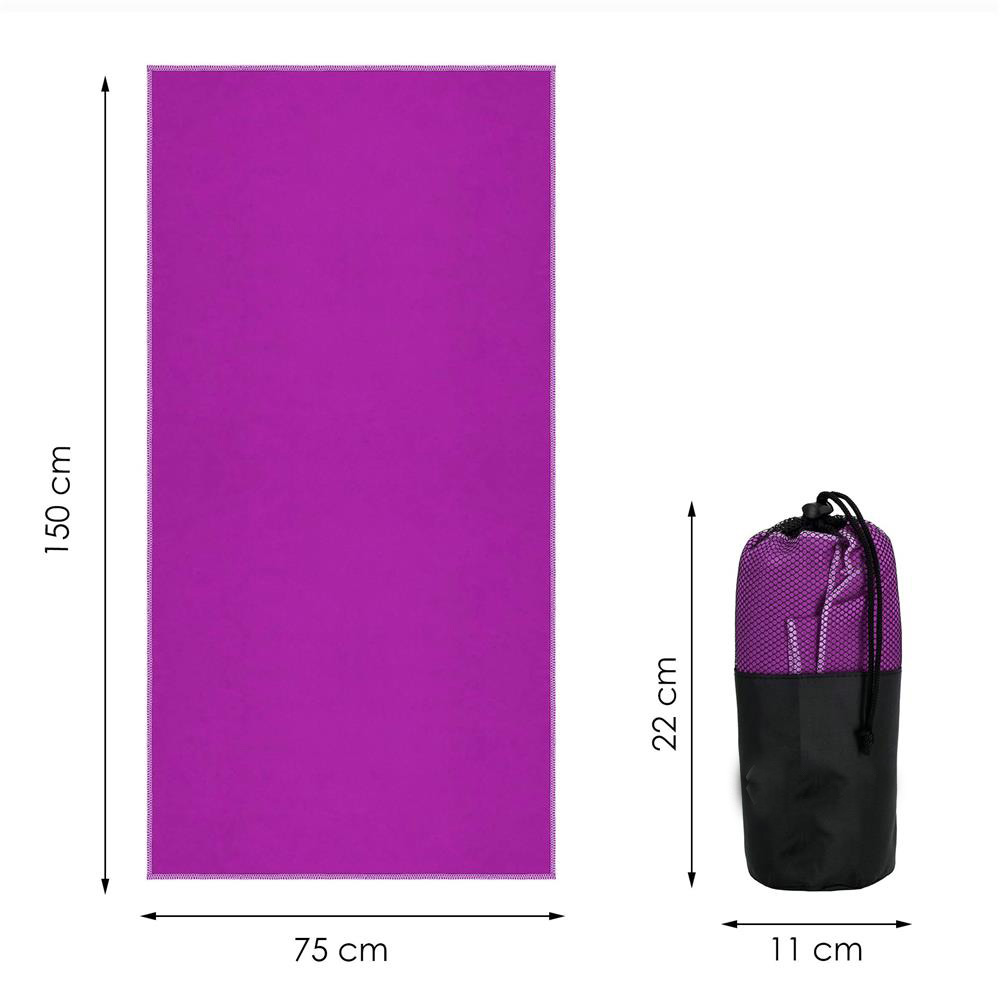 Prosop de plaja cu uscare de rapida, husa de transport, 75x150cm, violet Household NewTrend