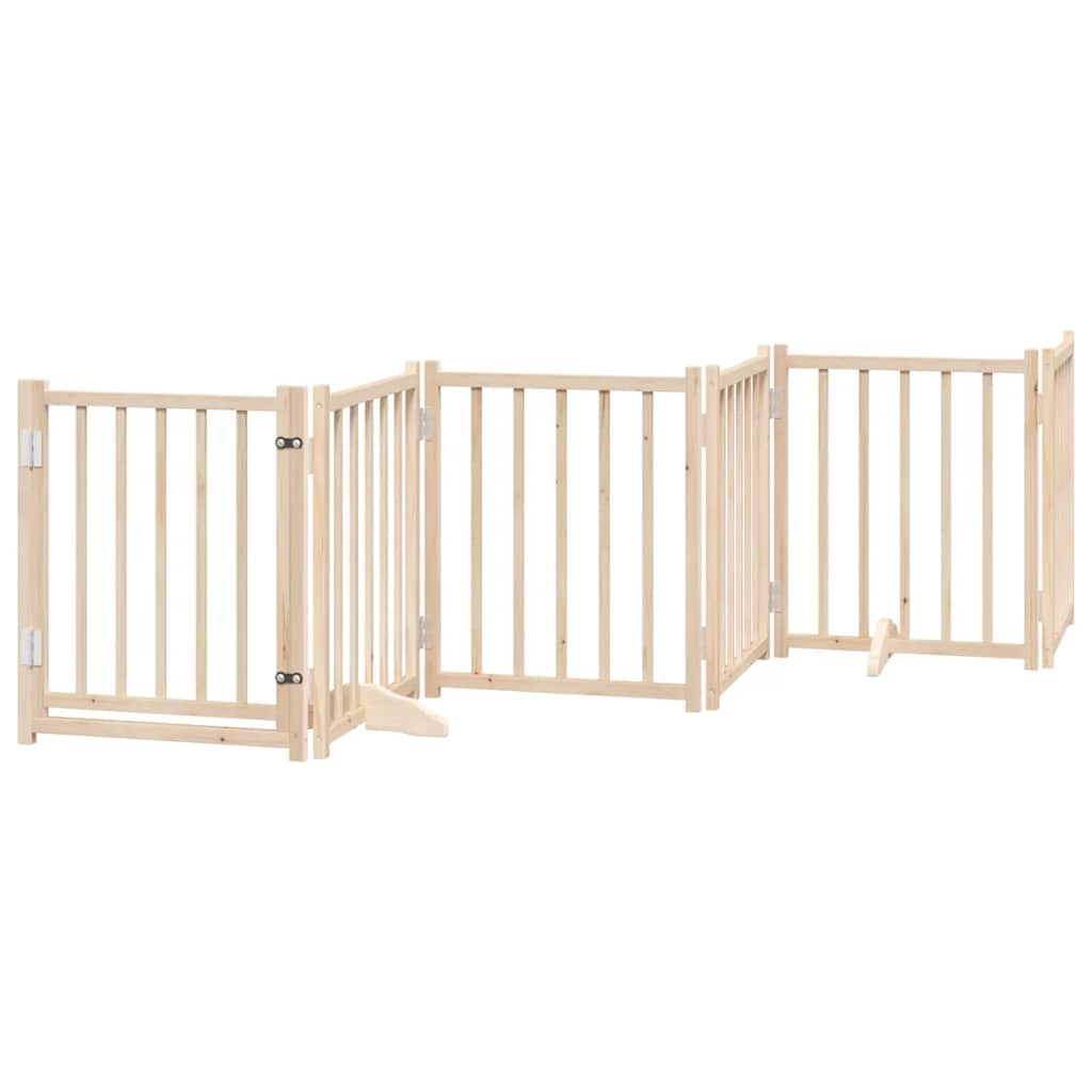 Poartă de câini pliabilă cu ușă, 12 panouri, 600 cm, lemn plop GartenMobel Dekor