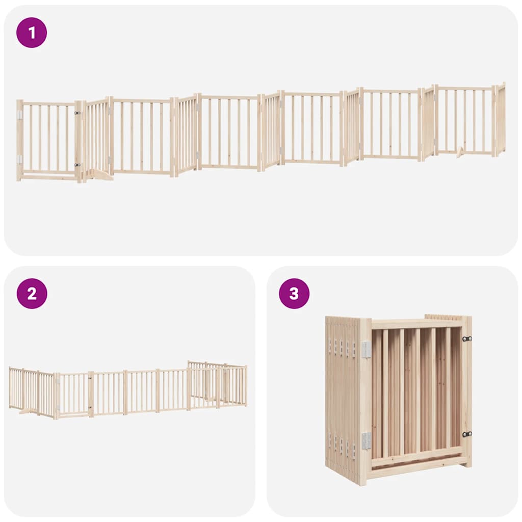 Poartă de câini pliabilă cu ușă, 12 panouri, 600 cm, lemn plop GartenMobel Dekor