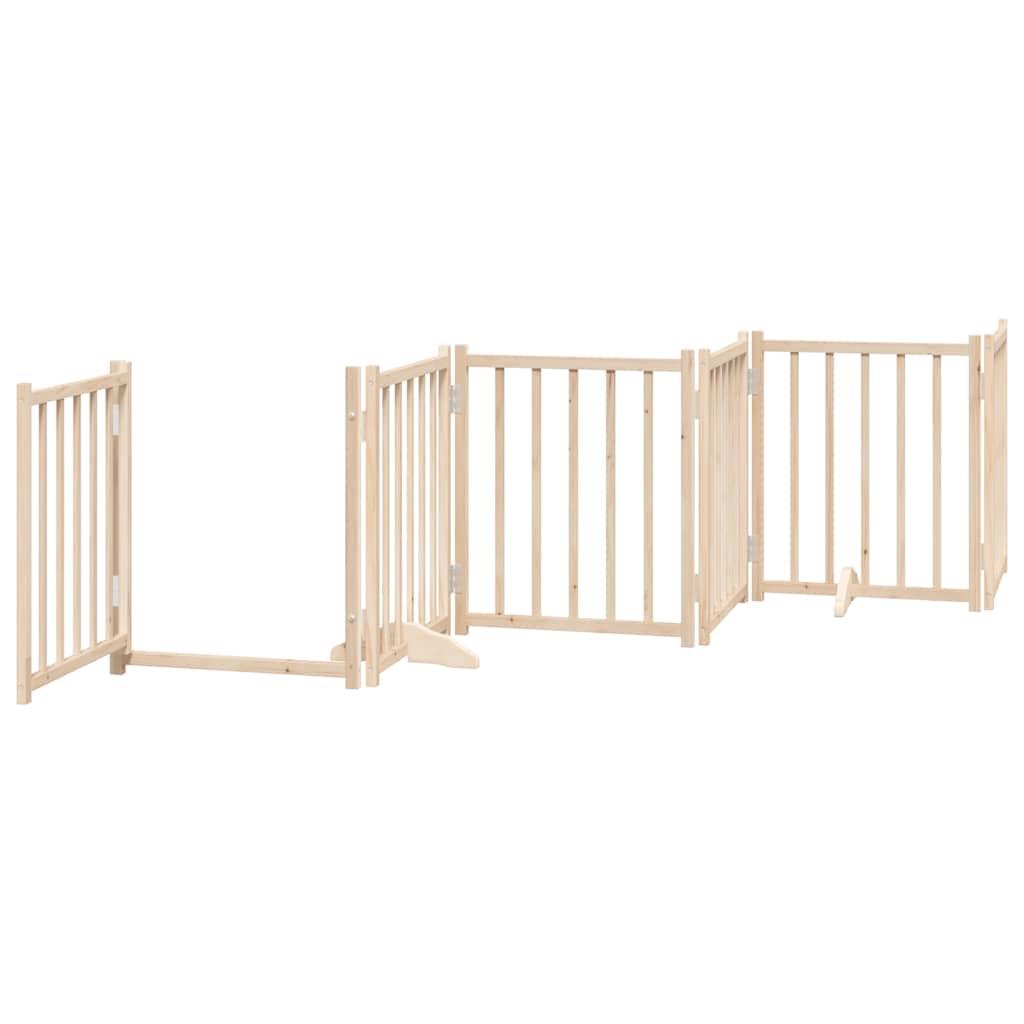 Poartă de câini pliabilă cu ușă, 15 panouri, 750 cm, lemn plop GartenMobel Dekor