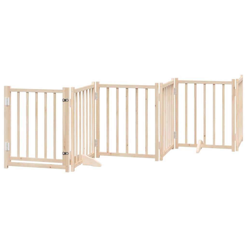 Poartă de câini pliabilă cu ușă, 15 panouri, 750 cm, lemn plop GartenMobel Dekor