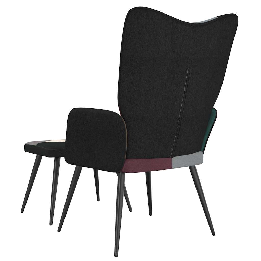 Scaun de relaxare cu taburet, textil, petice GartenMobel Dekor