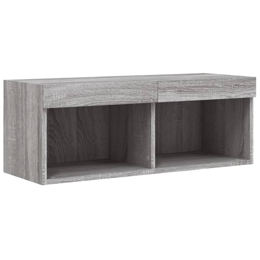 Unități de perete TV cu LED-uri, 4 piese, gri sonoma, lemn GartenMobel Dekor